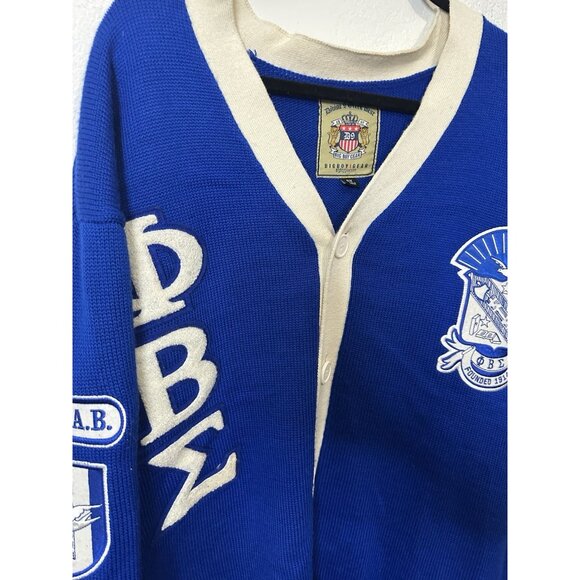 Vintage Phi Beta Sigma Brotherhood Fraternity Button Up Sweater Size 5XL - Picture 2 of 11